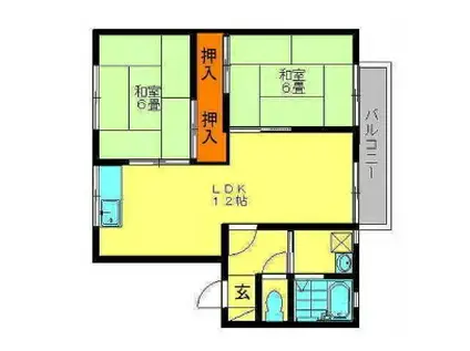 リバーサイド春日(2LDK/1階)の間取り写真