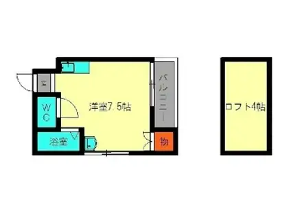 オレンジハウス千歳町(ワンルーム/2階)の間取り写真