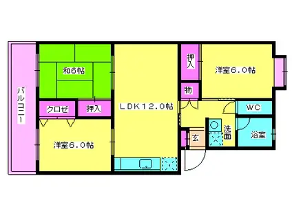 ベルシャンテ半田(3LDK/2階)の間取り写真
