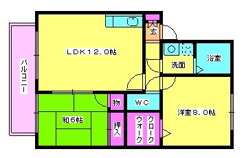 セジュール諸岡(2LDK/1階)の間取り写真