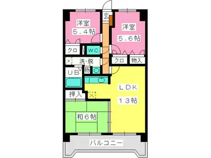 サンリバー博多南Ⅱ(3LDK/5階)の間取り写真