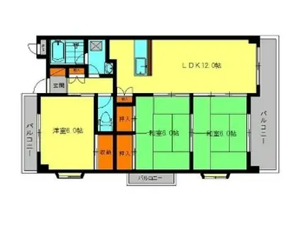 ローリエ春日(3LDK/3階)の間取り写真