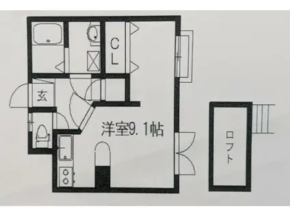 メイプルフォレスト(ワンルーム/2階)の間取り写真