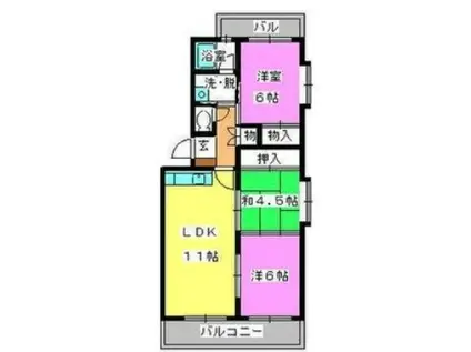 エクセレント・フジ(3LDK/4階)の間取り写真