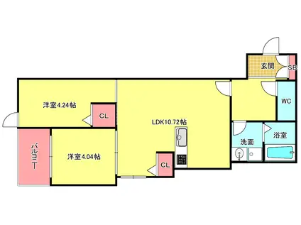 FRIEDE NOB博多駅南GRANDE(2LDK/1階)の間取り写真