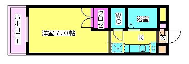 レークサイドコスモ(1K/4階)の間取り写真
