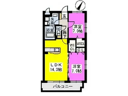 エスポワール・ソワ(2LDK/5階)の間取り写真