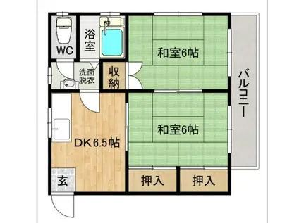 柴田コーポ(2DK/2階)の間取り写真