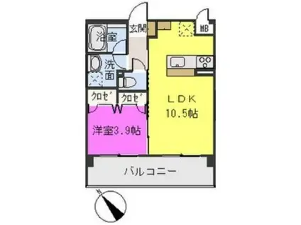 アバンダントSANCHIKU(1LDK/4階)の間取り写真