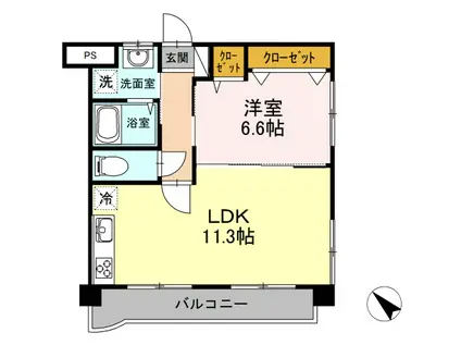 大神第6ビル(1LDK/2階)の間取り写真