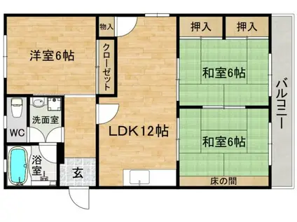 グリーンハイツ大野(3LDK/2階)の間取り写真