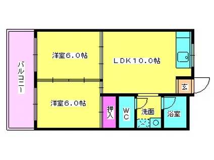 ビュークレスト折立(2LDK/4階)の間取り写真