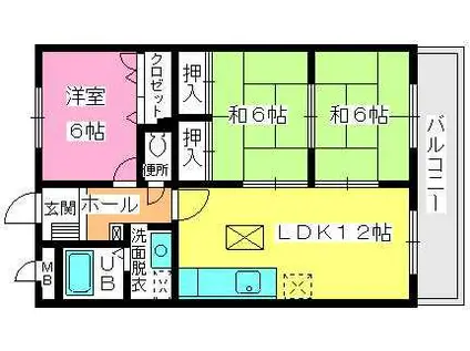 クレセント下大利(3LDK/1階)の間取り写真