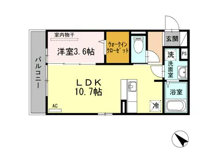 D-ROOM博多駅南(1LDK/3階)の間取り写真