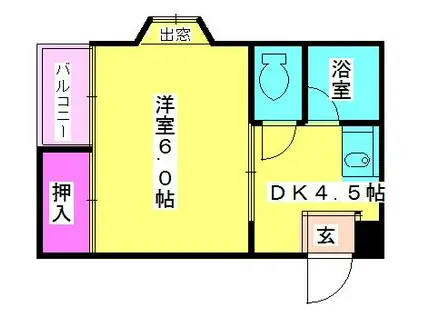 ドリームパレス井尻Ⅱ(1DK/2階)の間取り写真