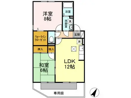 セジュール諸岡(2LDK/1階)の間取り写真