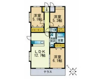 レイクタウン野多目(3LDK/1階)の間取り写真