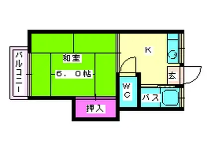 コーポ井尻A(1K/1階)の間取り写真