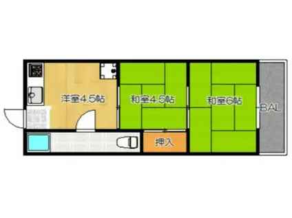 グリーンハイツ(2DK/1階)の間取り写真