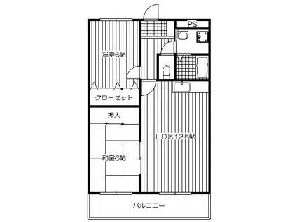サザンコート片縄(2LDK/3階)の間取り写真