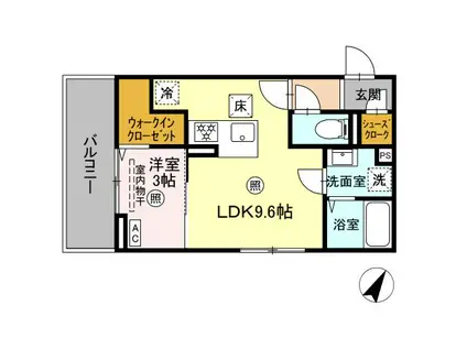 トリシア博多麦野 壱番館(1LDK/1階)の間取り写真