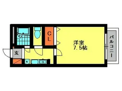 ジョイフル清光Ⅱ(1K/1階)の間取り写真