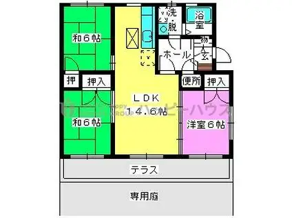 エクセレント・フジⅡ(3LDK/1階)の間取り写真