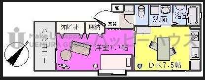 セントヴィラージュ(1DK/3階)の間取り写真