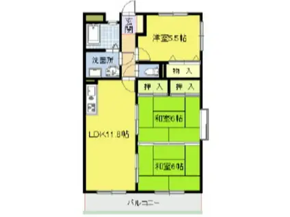 サングレイズ(3LDK/4階)の間取り写真