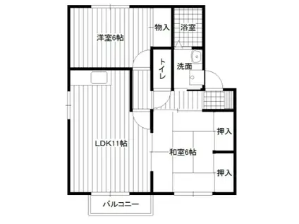 グリーンヴィラ若葉台(2LDK/2階)の間取り写真