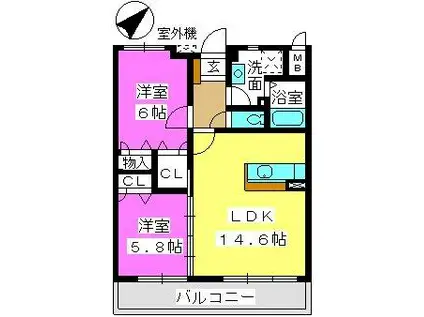 博多南線 博多南駅 徒歩16分 3階建 築20年(2LDK/3階)の間取り写真