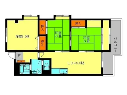 ユアーズマンション21(3LDK/5階)の間取り写真