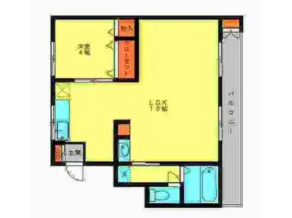 天野ビル(1LDK/3階)の間取り写真