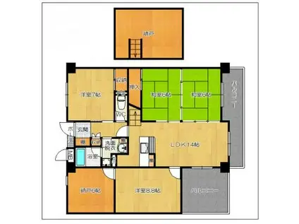 ローリエ春日(4LDK/4階)の間取り写真