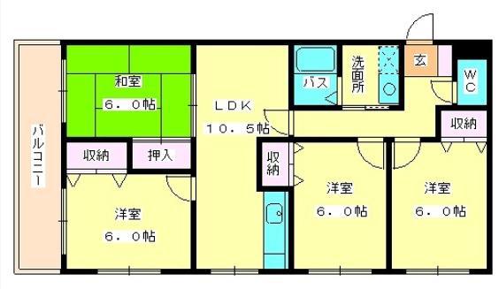 グレイスハイム弥永B(4LDK/1階)の間取り写真