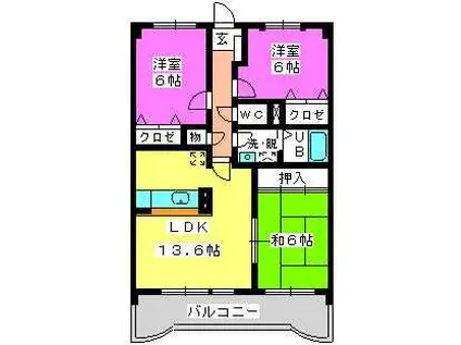 アゼリアⅡ(3LDK/4階)の間取り写真