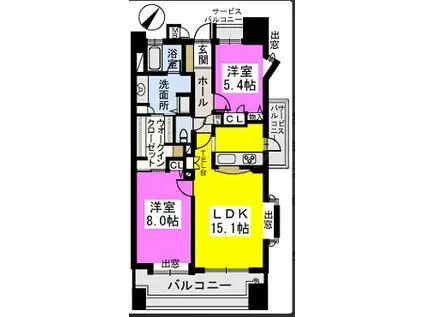 アーサー春日原センティオ(2LDK/5階)の間取り写真