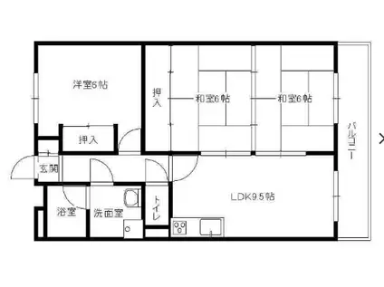 第6三城ハイツ(3LDK/2階)の間取り写真