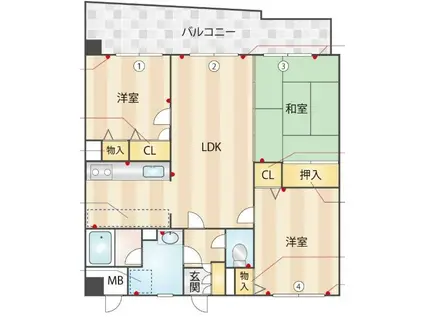 OAK VILLA野多目レジデンス(3LDK/3階)の間取り写真