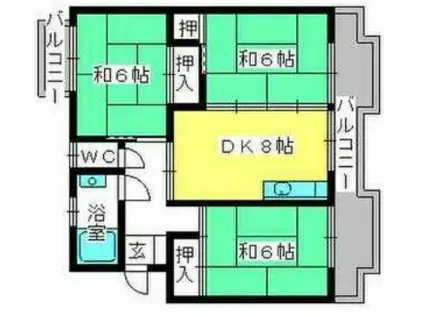 恵ビル(3DK/4階)の間取り写真