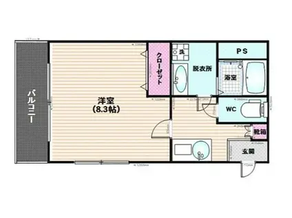 シャトレーヌ諸岡(1K/1階)の間取り写真