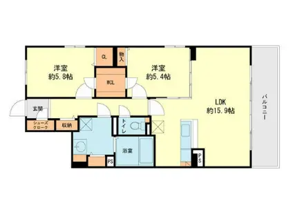 アリビオ春日野(2LDK/3階)の間取り写真