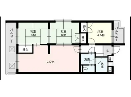 コーポ山崎(3LDK/2階)の間取り写真