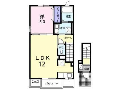BORA・BORA(1LDK/2階)の間取り写真