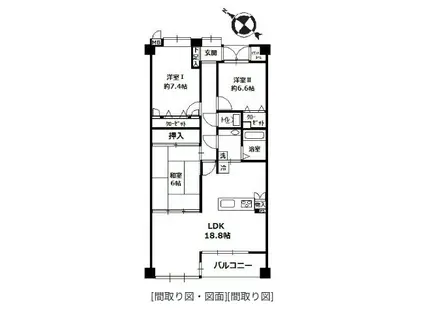 博多南線 博多南駅 徒歩6分 8階建 築26年(3LDK/5階)の間取り写真