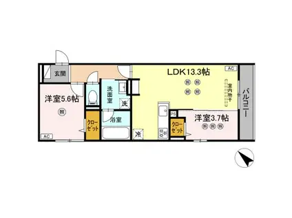 D-ROOM半道橋(2LDK/2階)の間取り写真