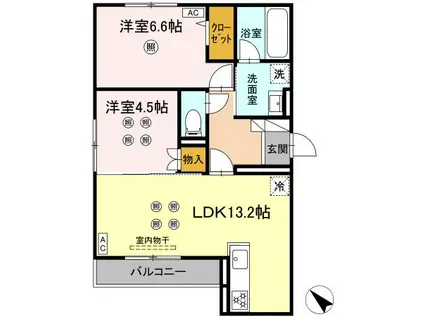 D-ROOM半道橋(2LDK/2階)の間取り写真
