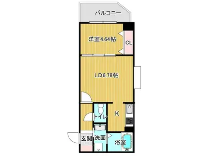 第47川崎ビル(1LDK/2階)の間取り写真