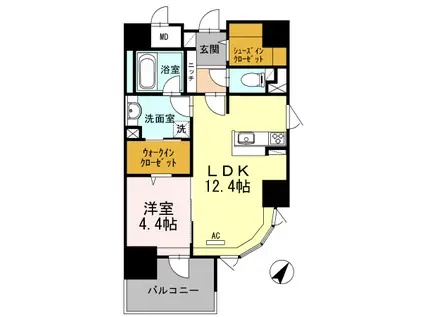 リーブル博多駅前(1LDK/3階)の間取り写真
