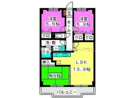 サンシャイン博多南(3LDK/2階)の間取り写真